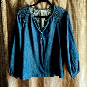 Chambray Smocked Top